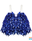 Blue Metallic Pom Poms