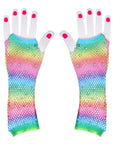 Rainbow Fishnet Glove with Diamontes (Horizontal)