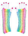 Rainbow Fishnet Glove with Diamontes (Vertical)