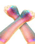 Rainbow Fishnet Glove with Diamontes (Vertical)
