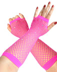 Hot Pink Fishnet Glove with Diamantes (LONG)