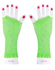 Fluro Green Fishnet Glove with Diamantes (LONG)