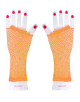 Fluro Orange Fishnet Glove with Diamantes (LONG)