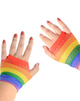 Rainbow Fishnet Gloves (Short)