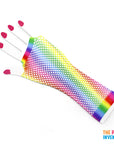 Rainbow Fishnet Gloves (Vertical Stripe)