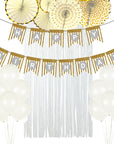 White and Gold Birthday Decoration Kit (Stripes)