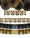 Black and Gold Birthday Decoration Kit (Stripes)