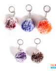Fluffy Pom Pom Key Ring with Rhinestones