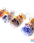 Fluffy Pom Pom Key Ring with Doll