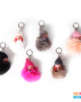 Beanie Baby Fluffy Pom Pom Key Ring (with bow)