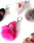 Beanie Baby Fluffy Pom Pom Key Ring (with bow)