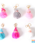 Beanie Baby Fluffy Pom Pom with Gold Key Ring