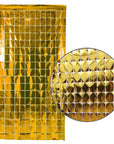 Gold Metallic Grid Block Foil Curtains