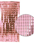Pink Metallic Grid Block Foil Curtains