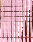 Pink Metallic Grid Block Foil Curtains
