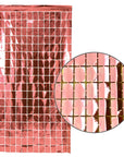 Rose Gold Metallic Grid Block Foil Curtains