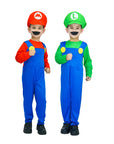 Children's Green Luigi & Red Mario Plumber Boy Costume Set