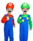 Children's Green Luigi & Red Mario Plumber Boy Costume Set