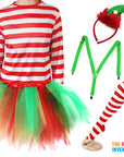 Girls Red Christmas Elf Costume Kit (Kids/Adults)