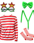Kids/Adults Stripe Christmas Elf Costume Kit