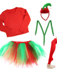 Stripy Christmas Elf Girl Costume Kit (Kids/Adult)