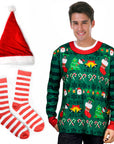 Mens Christmas Ugly Sweater Costume Kit (Green)