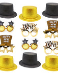 New Years Eve Photo Prop Accessory Kit (Black and Gold)