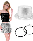 Ladies New Years Eve Sequin Costume Kit (Silver and Black)