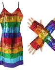 Adult Rainbow Sequin Dress Costume Kit