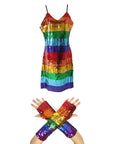 Adult Rainbow Sequin Dress Costume Kit