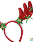 Sparkly Red Reindeer Ears Christmas Headband