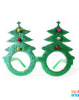 Sparkly Green Christmas Tree Party Glasses