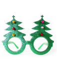 Sparkly Green Christmas Tree Party Glasses