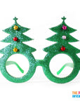 Sparkly Green Christmas Tree Party Glasses