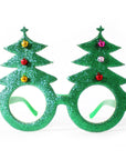 Sparkly Green Christmas Tree Party Glasses