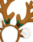 Brown Reindeer Ears Christmas Headband with Bells