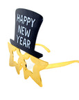 Top Hat Happy New Year Party Glasses (Gold)