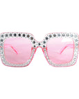 Square Diamanté Party Glasses (Pink)