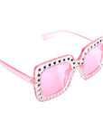 Square Diamanté Party Glasses (Pink)