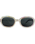 White Diamanté Oval Party Glasses