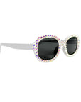 White Diamanté Oval Party Glasses