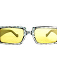 Diamanté Rectangle Party Glasses with Yellow Lens