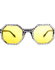 Diamanté Octagon Party Glasses with Yellow Lens