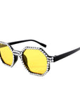 Diamanté Octagon Party Glasses with Yellow Lens