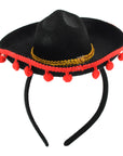 Sombrero Headband with Red Pom Poms