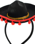 Sombrero Headband with Red Pom Poms