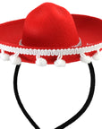 Red Sombrero Headband with White Pom Poms