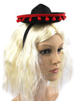 Sombrero Headband with Red Pom Poms