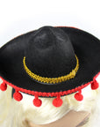 Sombrero Headband with Red Pom Poms