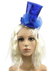 Mini Blue Sequin Top Hat Headband